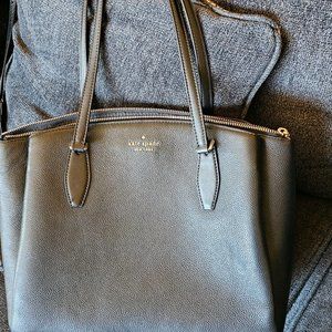 Kate Spade Black shoulder double strap top gold zip pocket book